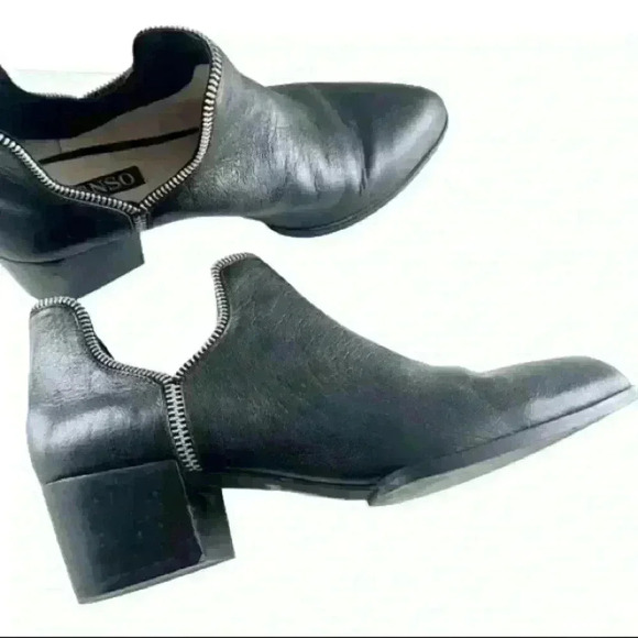 SENSO BLACK ANKLE POINTY LEATHER BLOCK HEEL  BOOTIES MADE IN ITALY SIZE 38 - Picture 2 of 12